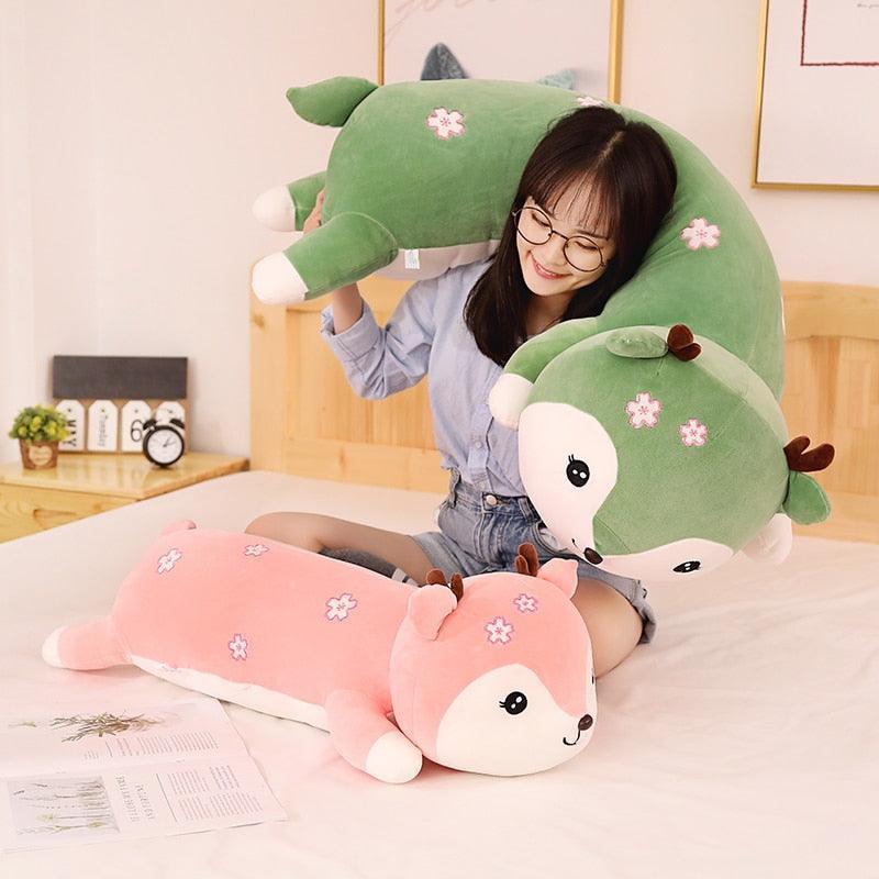 31.5" - 39"  Huge Soft Kawaii Lying Deer Stuffed Lovely Animal Plush Toys