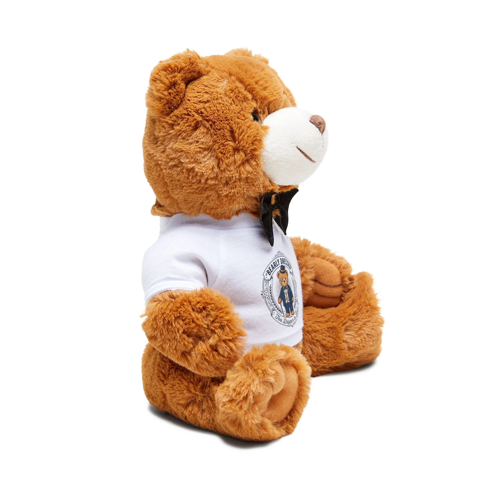 "Bearly Dressed" Teddy Bear Plush with Bow Tie & Printed T‑Shirt - Image 2