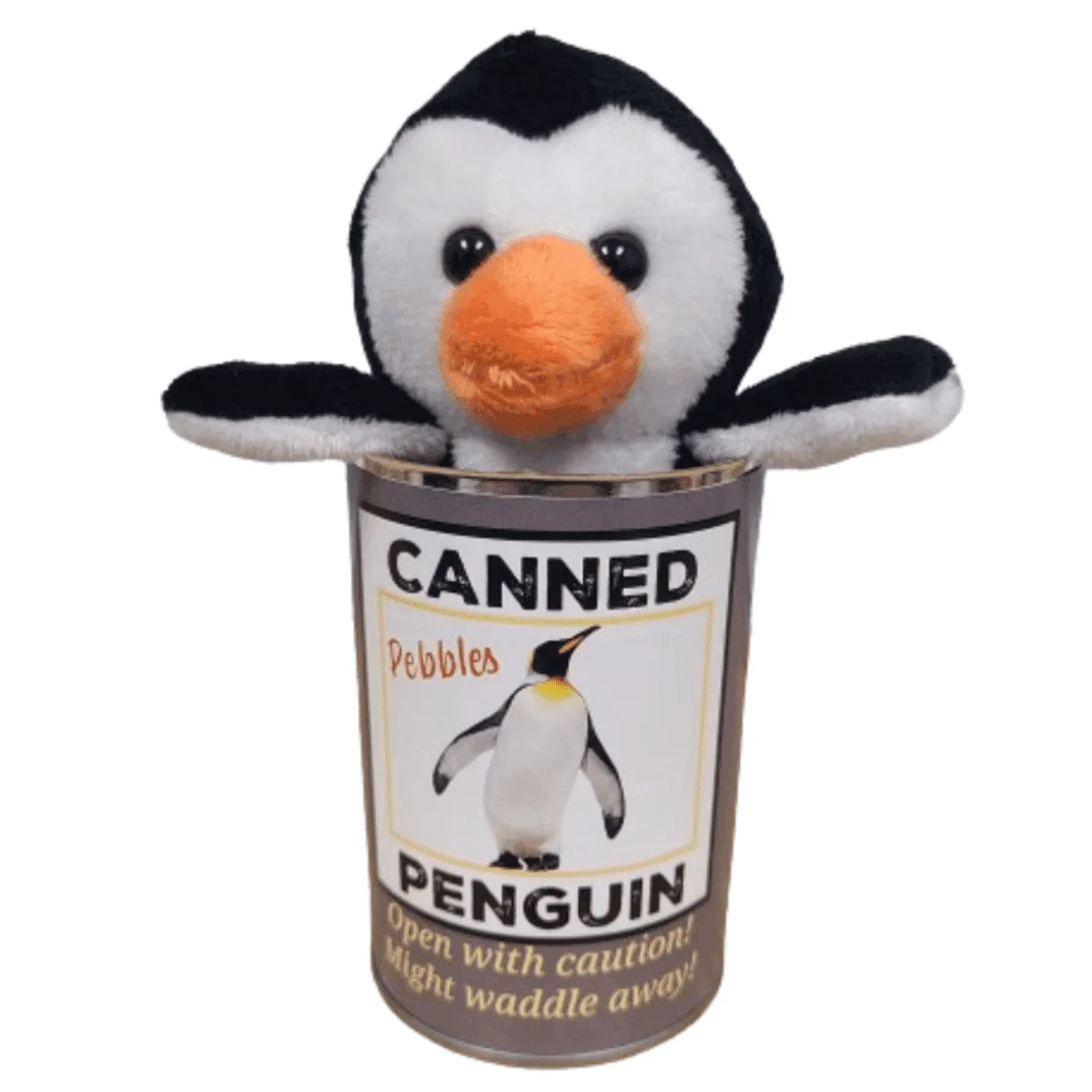 Canned Gifts - Pebbles the Canned Penguin Stuffed Animal Plush w/Jokes - Image 3