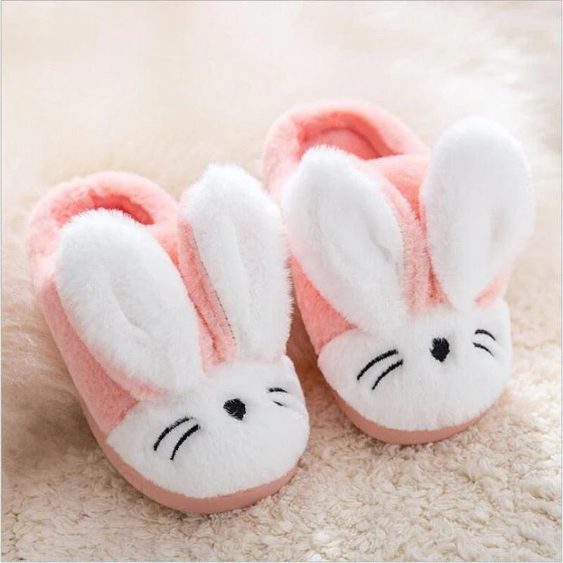 Children's Indoor Cotton Plush Bunny Rabbit Slippers, Warm Plushy Slippers for Kids - Image 2