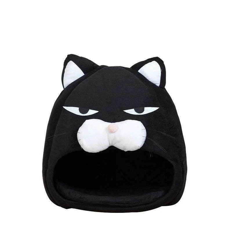 Cozy Tuxedo Kitty Plush Cat Bed - Image 3