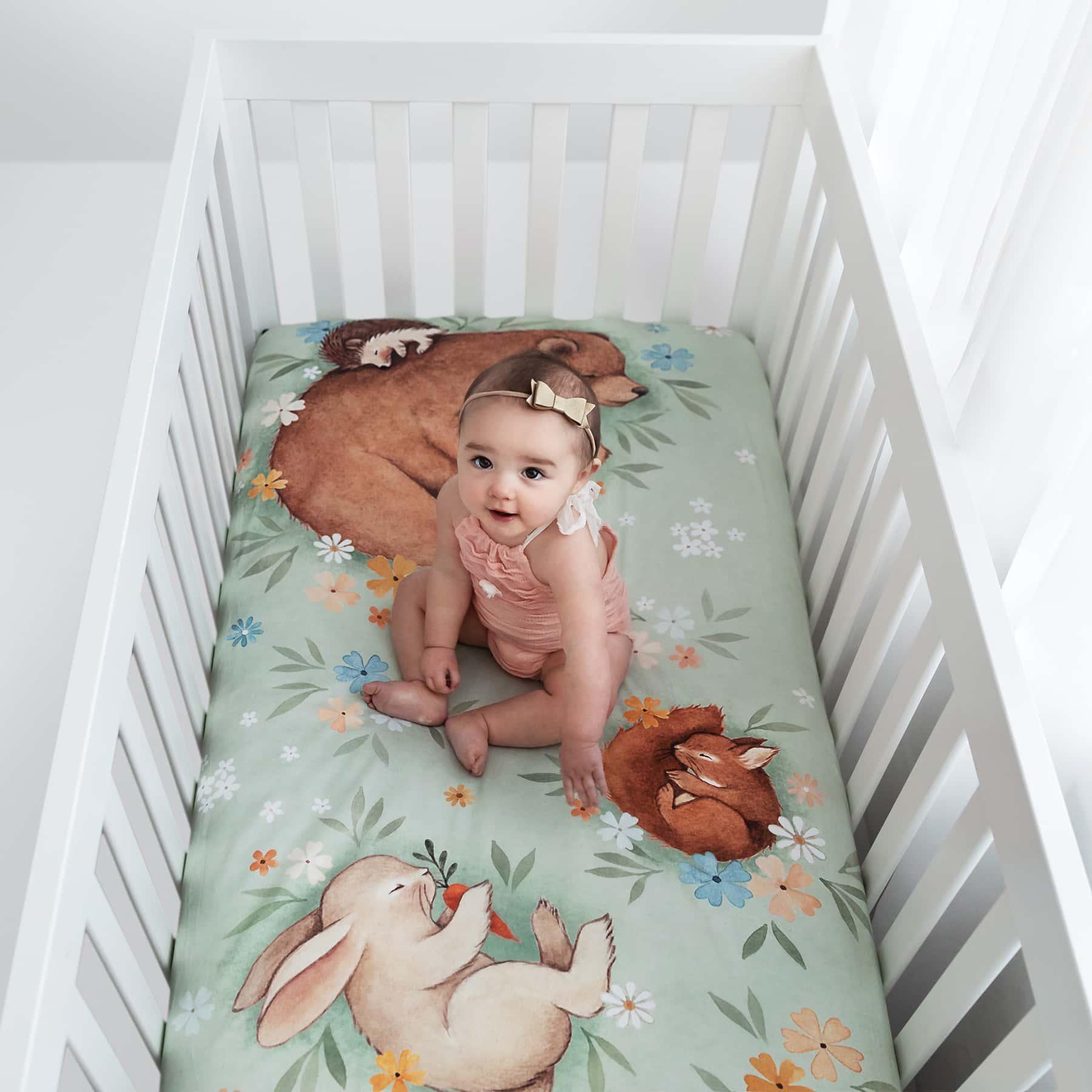 Crib sheet and Swaddle bundle - Enchanted Meadow - Image 4