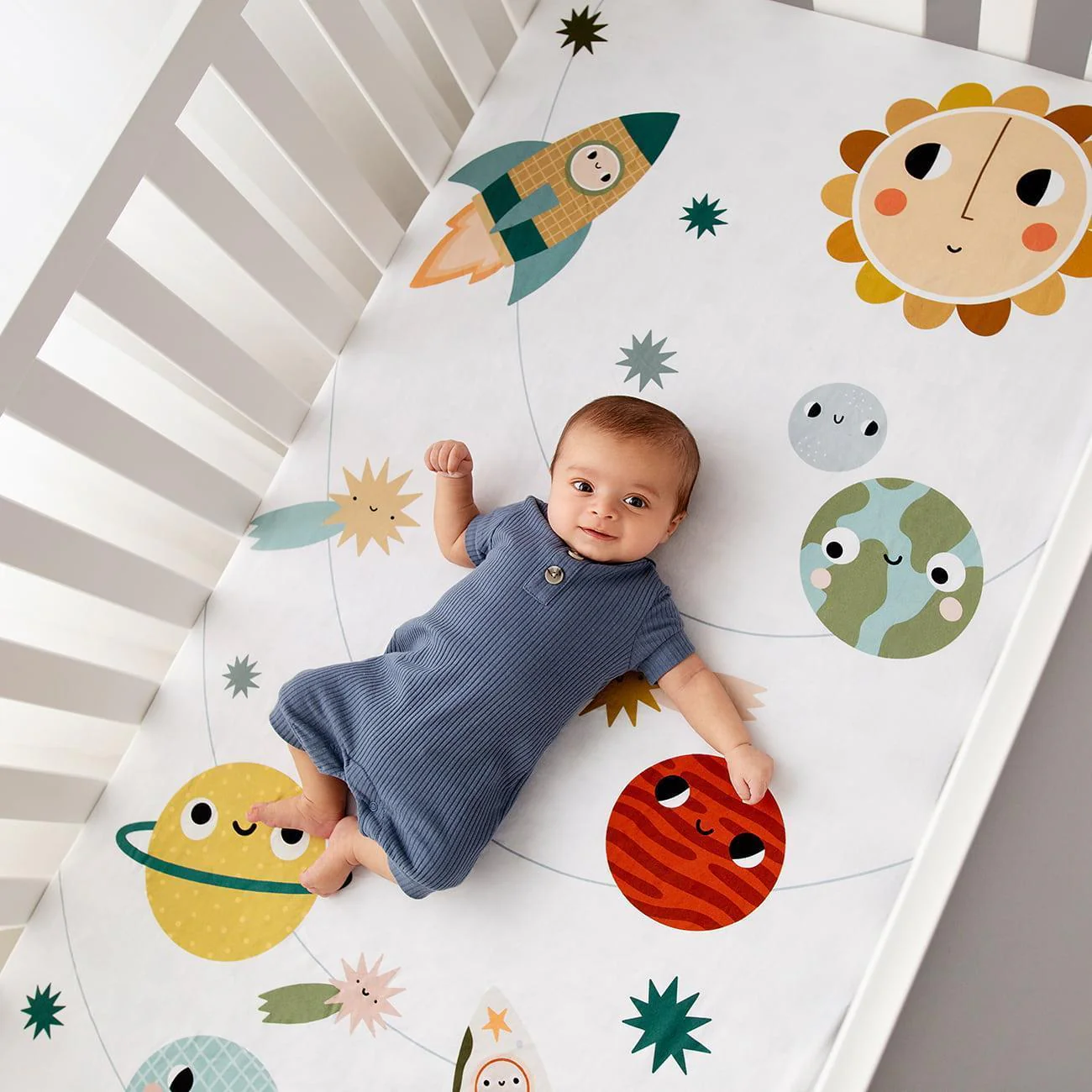 Crib sheet and Swaddle bundle - Space Explorer - Image 4