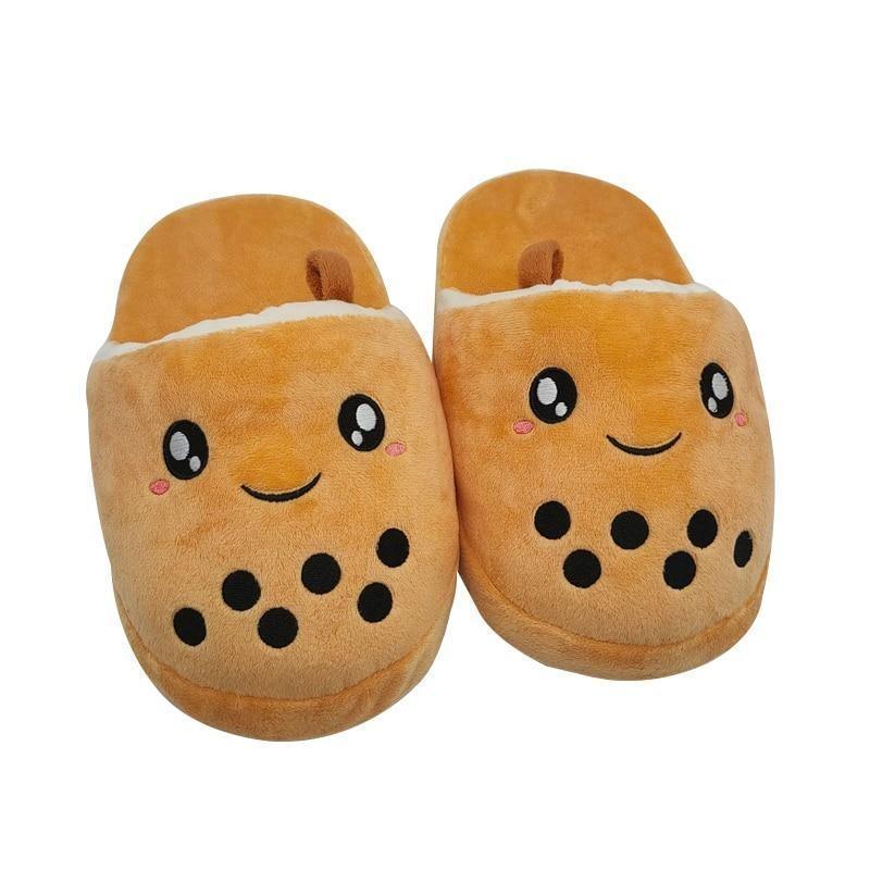 Cute Boba Tea Plush Slippers