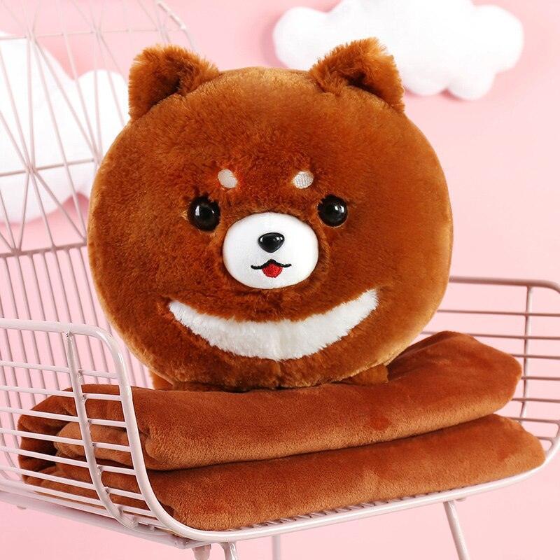 Cute Corgi Kawaii Plush Toy Cushion with Blanket, Great for Gifts - Image 3