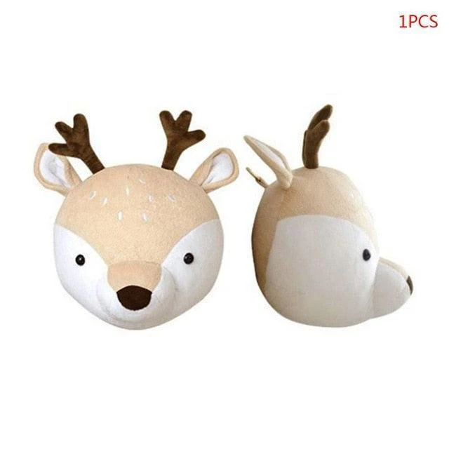 Cute Elephant Rabbit Deer Plush Stuffed Dolls Wall Mount Animal Head for Kids - Image 8