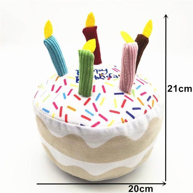 Cute Pet Squeaky Prank Plush Toys, Happy Birthday Cake Stuffed Dog Toys - Image 2