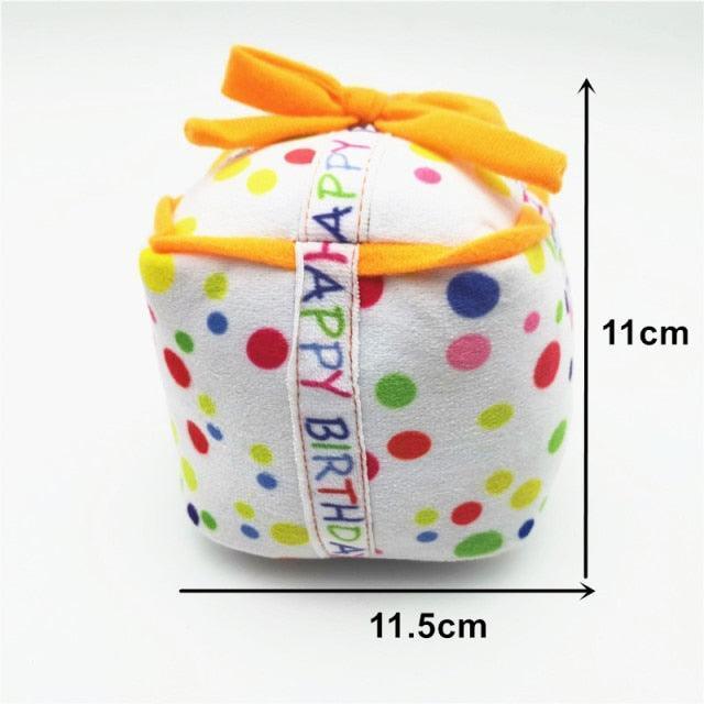 Cute Pet Squeaky Prank Plush Toys, Happy Birthday Cake Stuffed Dog Toys - Image 5