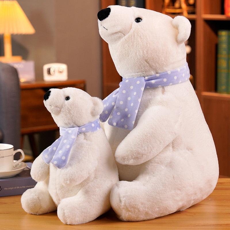 Cute Sitting Polar Bear with Scarf Plush Toy - Image 3