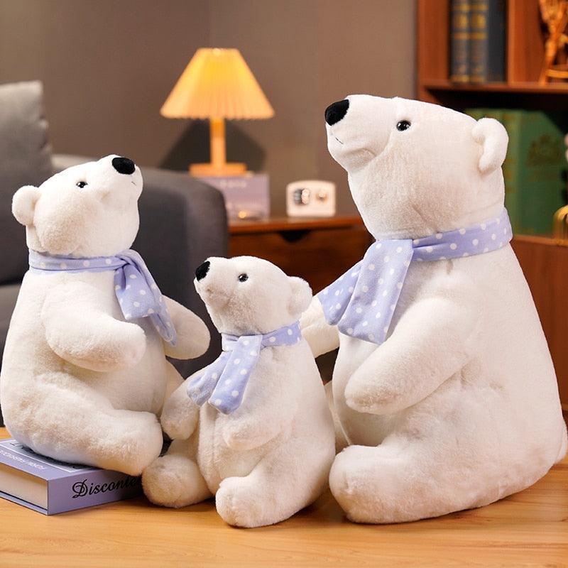 Cute Sitting Polar Bear with Scarf Plush Toy - Image 5