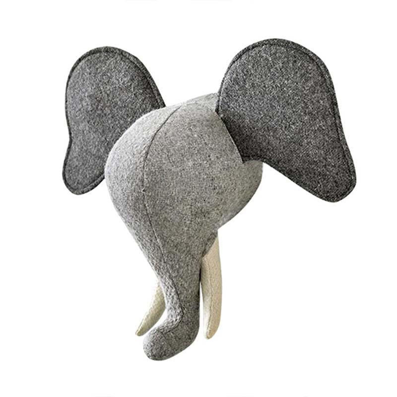 Elephant Dog Horse Rhino Buffalo Head Wall Mount Artwork Decor Plush Doll - Image 2