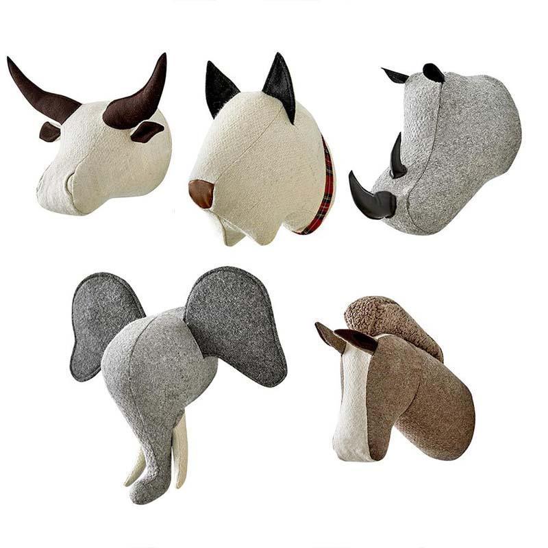 Elephant Dog Horse Rhino Buffalo Head Wall Mount Artwork Decor Plush Doll - Image 5