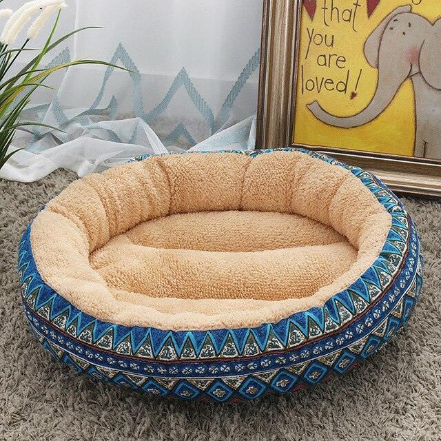 Flamingo Pattern Fluffy Round Plush Dog Beds for Small Dogs - Image 14
