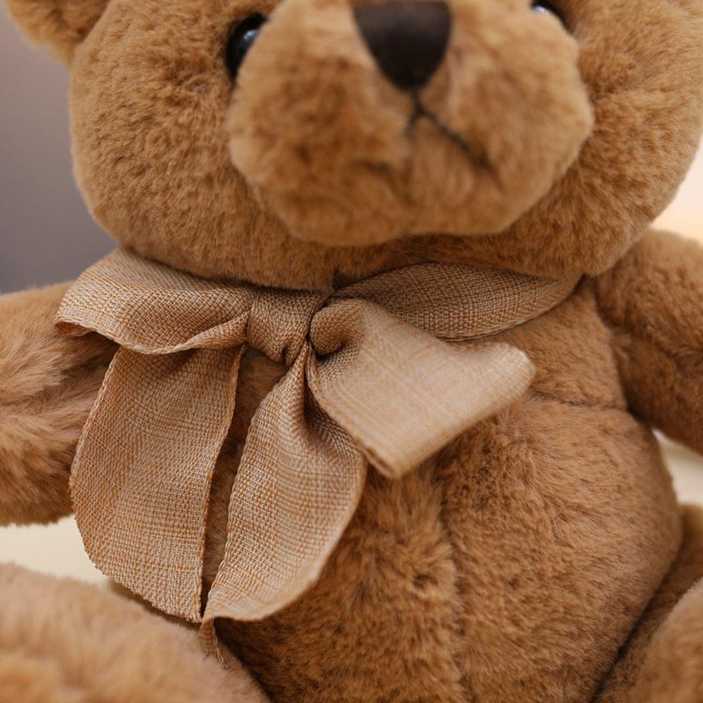 Fluffy Adorable Soft Brown and White Stuffed Teddy Bear Plush Toys with Bows - Image 5