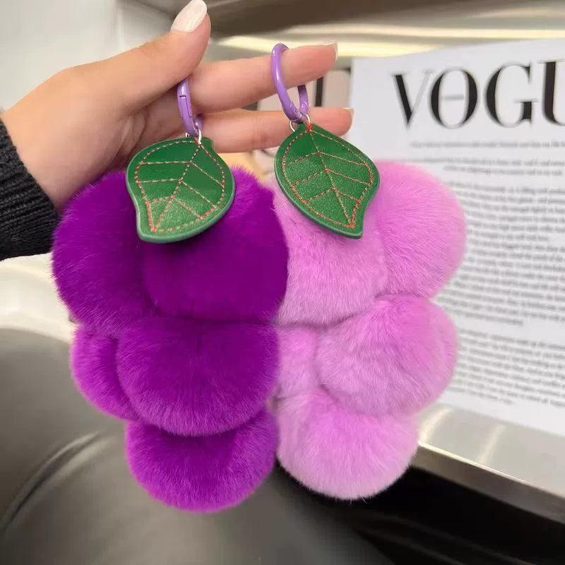 Fluffy Grapes PomPom Keychain - Image 2