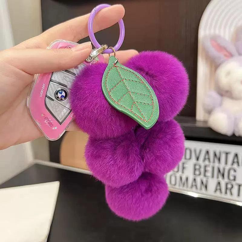 Fluffy Grapes PomPom Keychain - Image 3