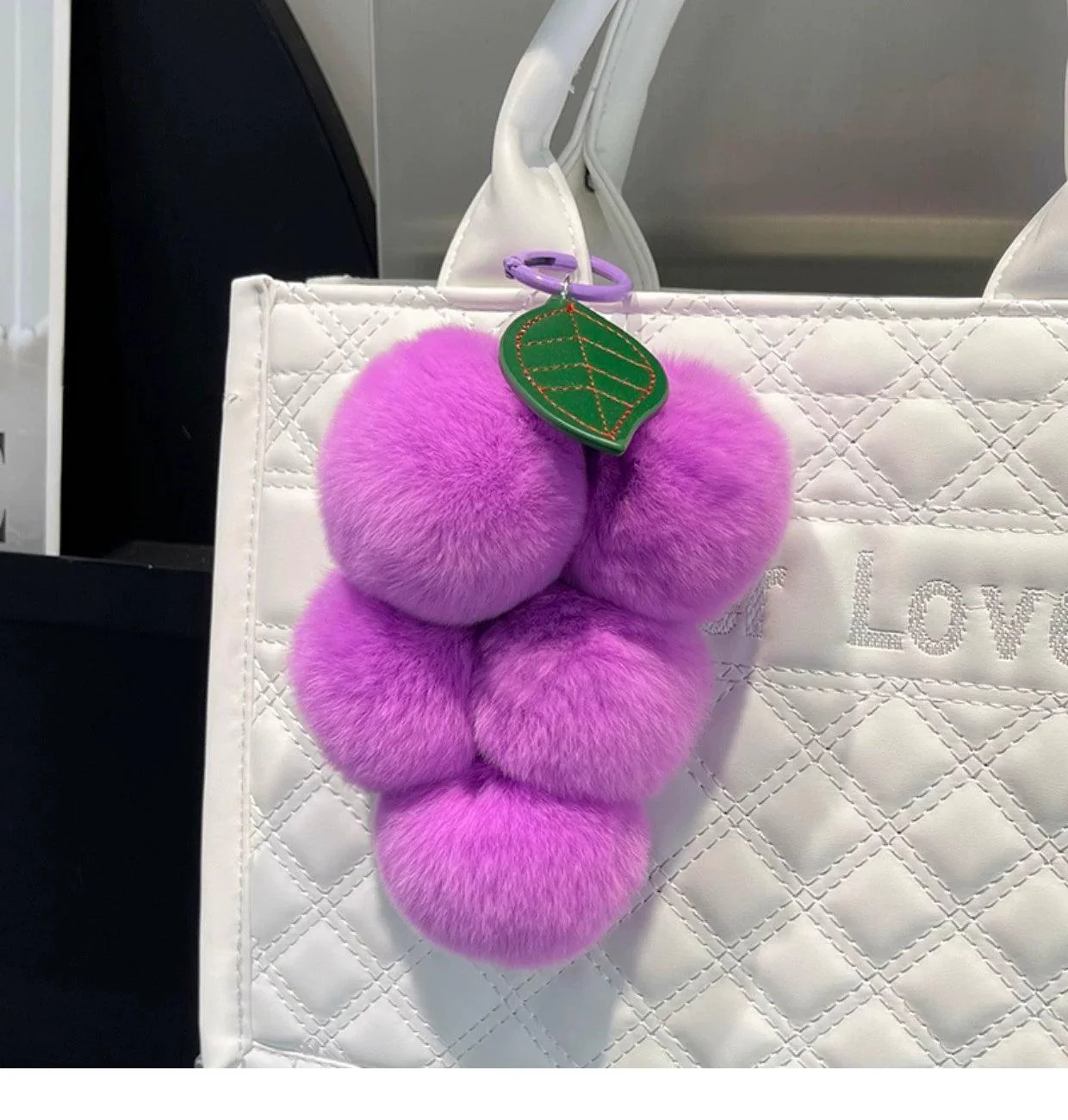 Fluffy Grapes PomPom Keychain - Image 7