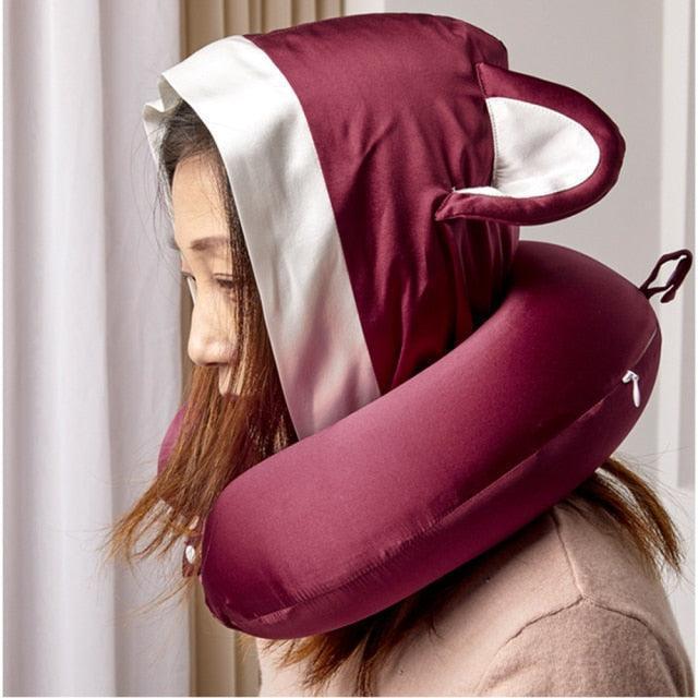Foxy Silk Hoodie Travel Neck Pillow - Image 3