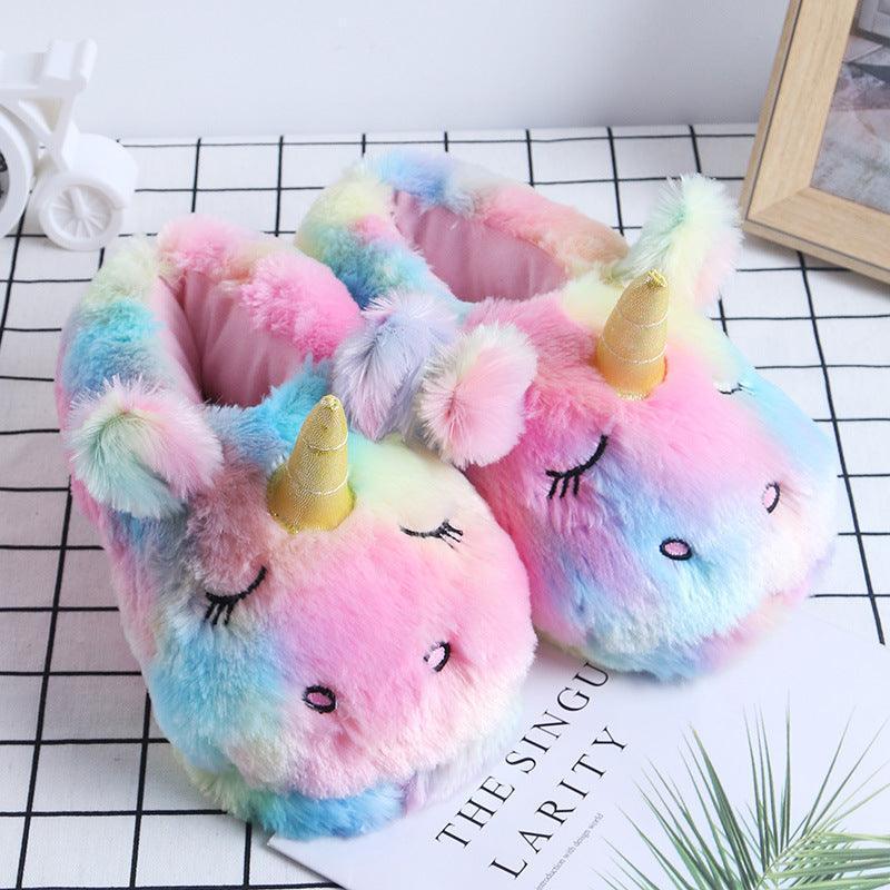 Kawaii Rainbow Unicorn Plush Slippers - Image 15