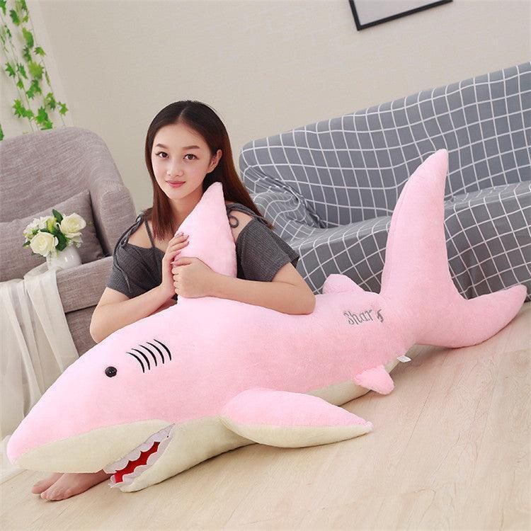 Large Pink Shark Soft Stuffed Plush Toy - Image 2