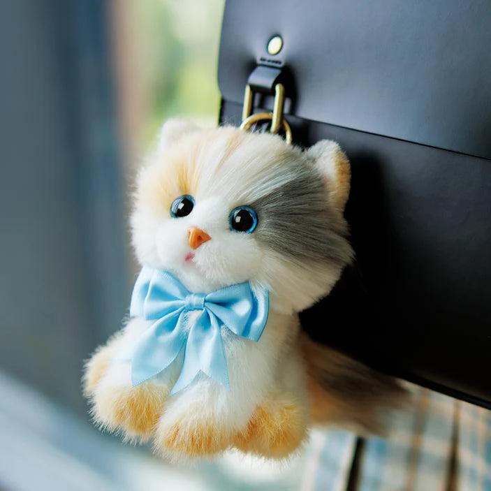 Light Calico Keychain – Fluffy Bag Charm for Girls - Image 2