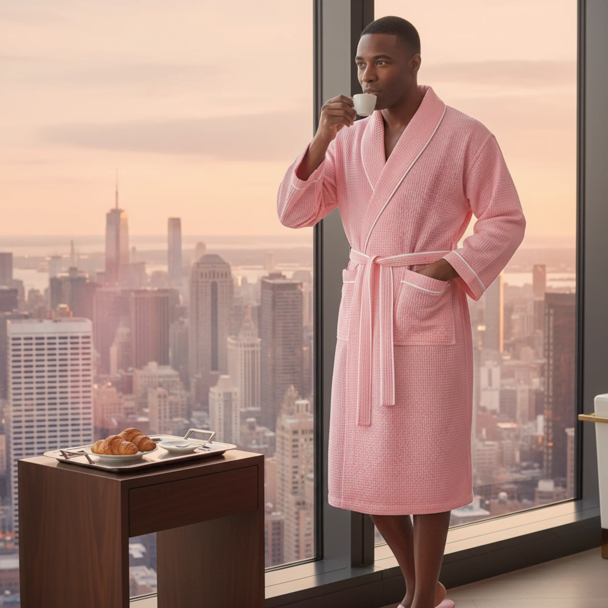 Premium Waffle Piping Robe for Men - Image 10