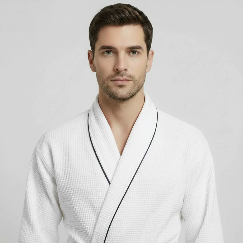 Premium Waffle Piping Robe for Men - Image 12