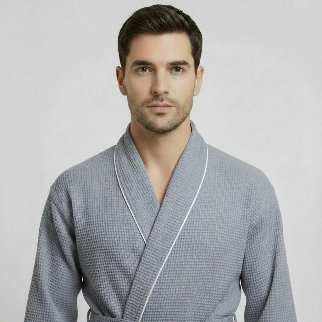 Premium Waffle Piping Robe for Men - Image 14