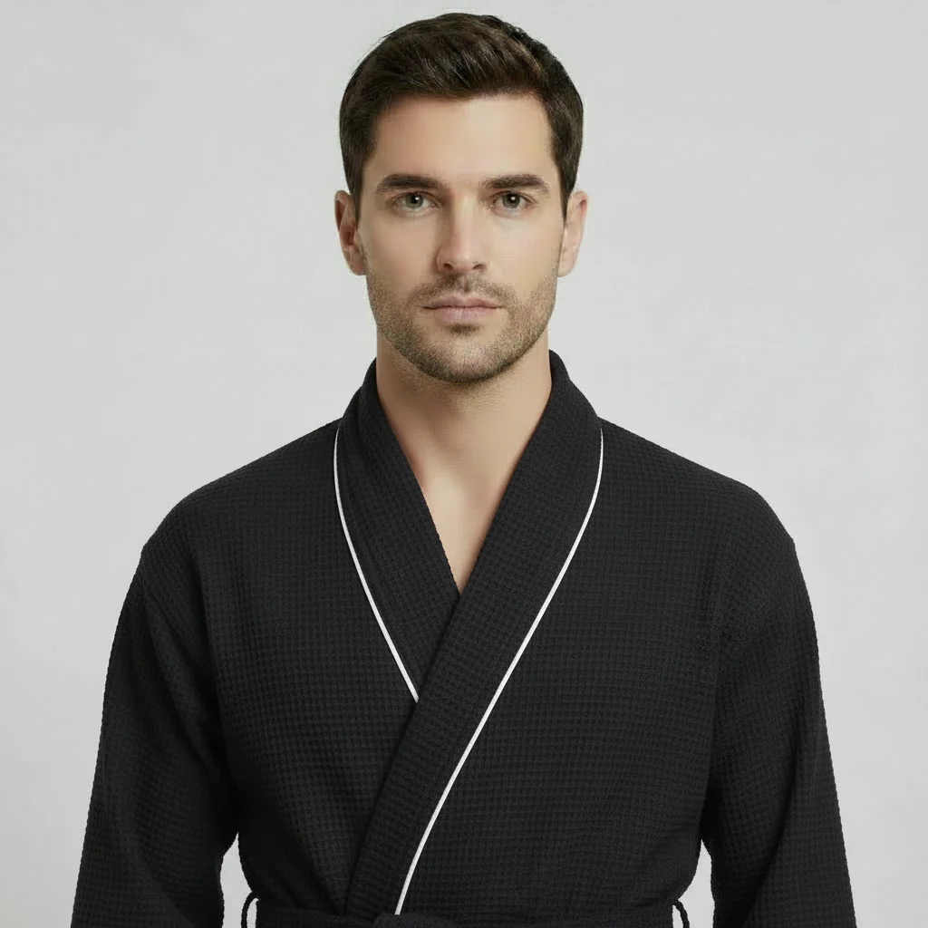 Premium Waffle Piping Robe for Men - Image 15