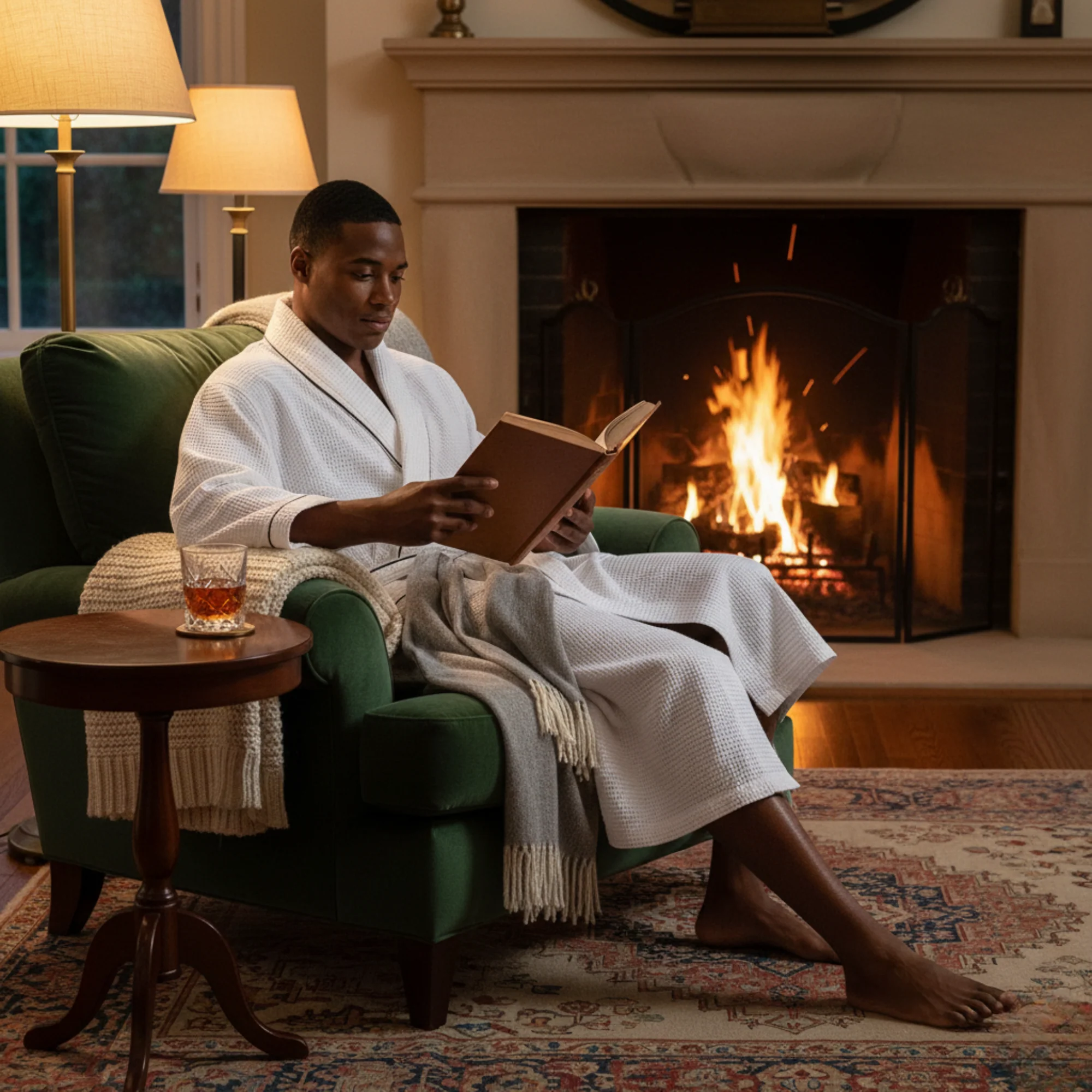 Premium Waffle Piping Robe for Men - Image 3