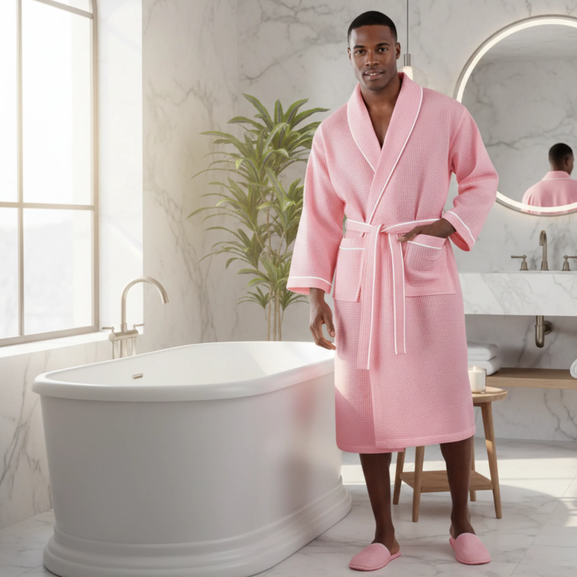 Premium Waffle Piping Robe for Men - Image 33