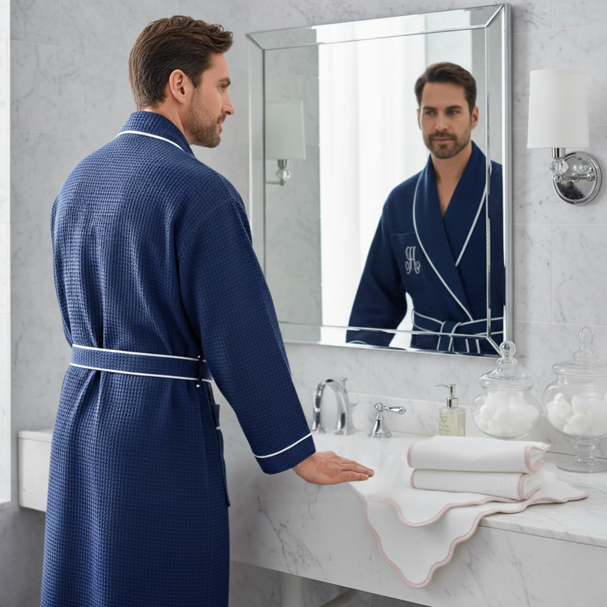 Premium Waffle Piping Robe for Men - Image 6