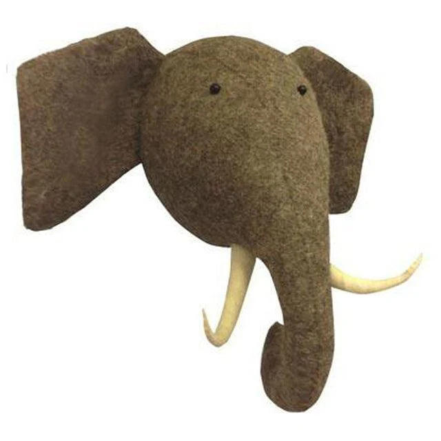 Plush Gray Elephant Animal Trophy Head Wall Mounts