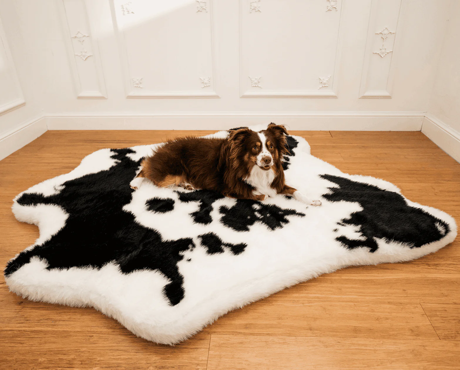 PupRug® Animal Print Memory Foam Dog Bed - Black Faux Cowhide - Image 10