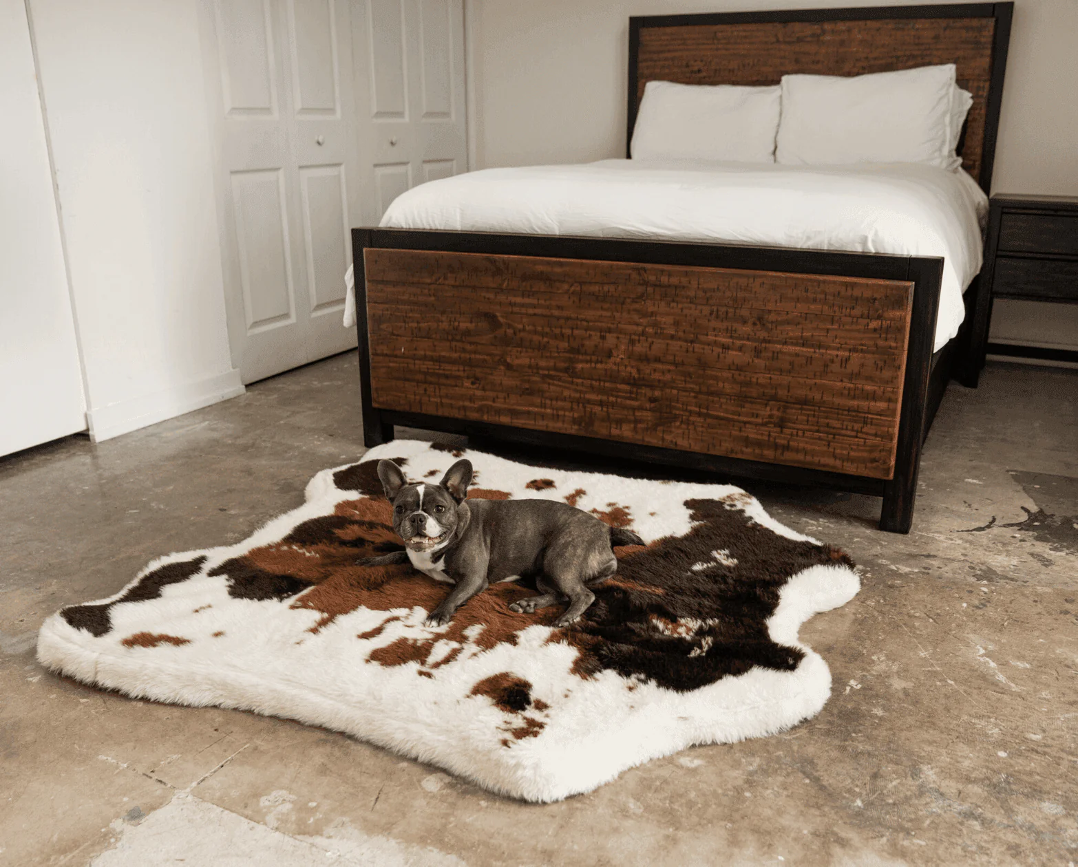 PupRug® Animal Print Memory Foam Dog Bed - Brown Faux Cowhide - Image 13