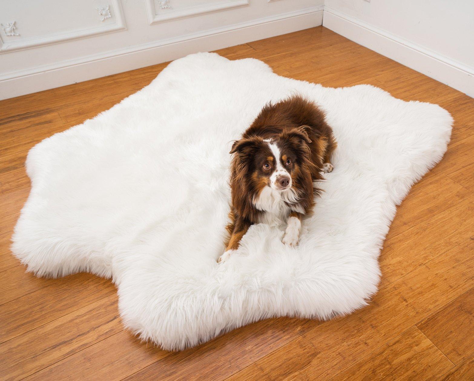PupRug® Animal Print Memory Foam Dog Bed - Polar Bear Faux Hide - Image 12