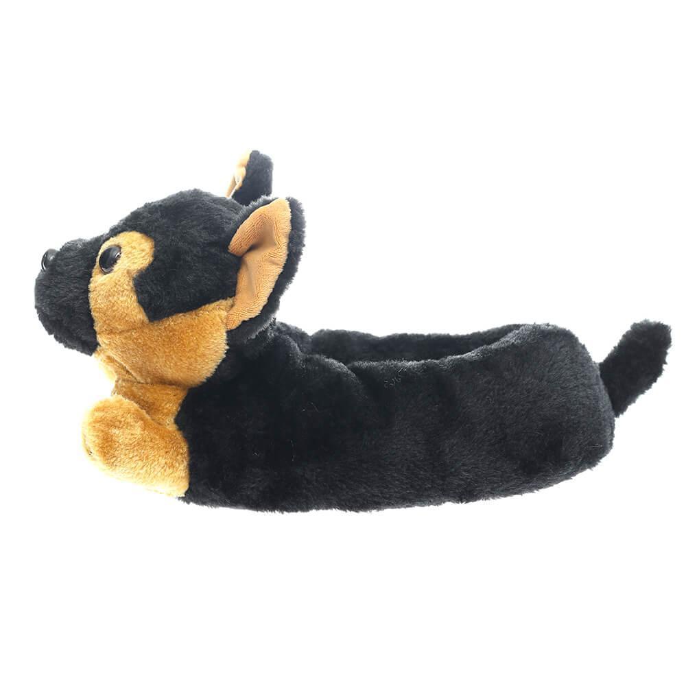Shepard Dog Plush Animal Dog Black Slippers - Image 2