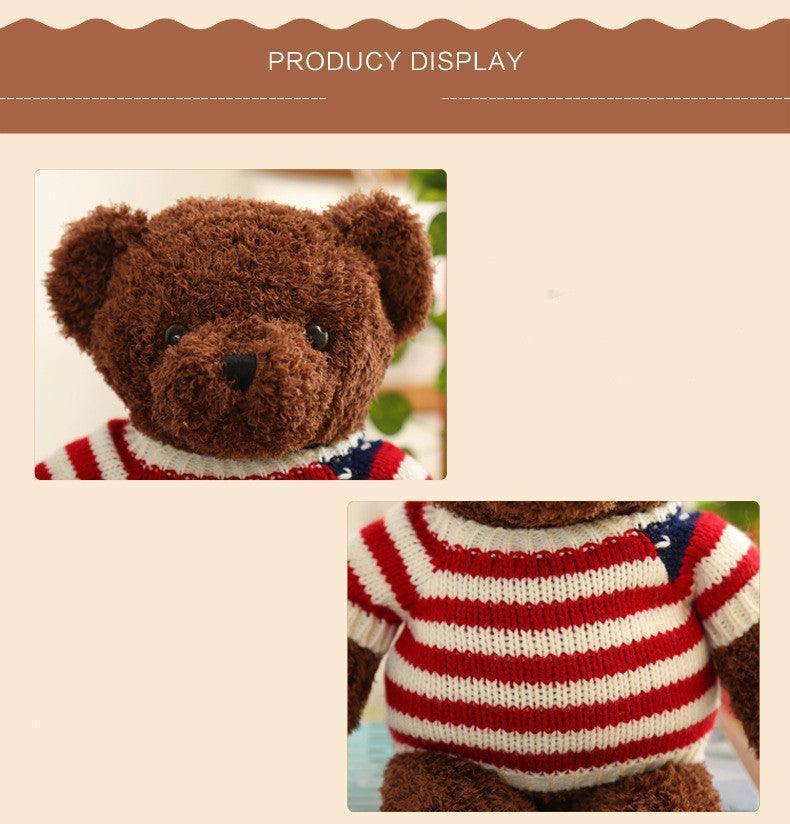 Teddy Bear with Crested Sweater in Cream and Brown - Image 2