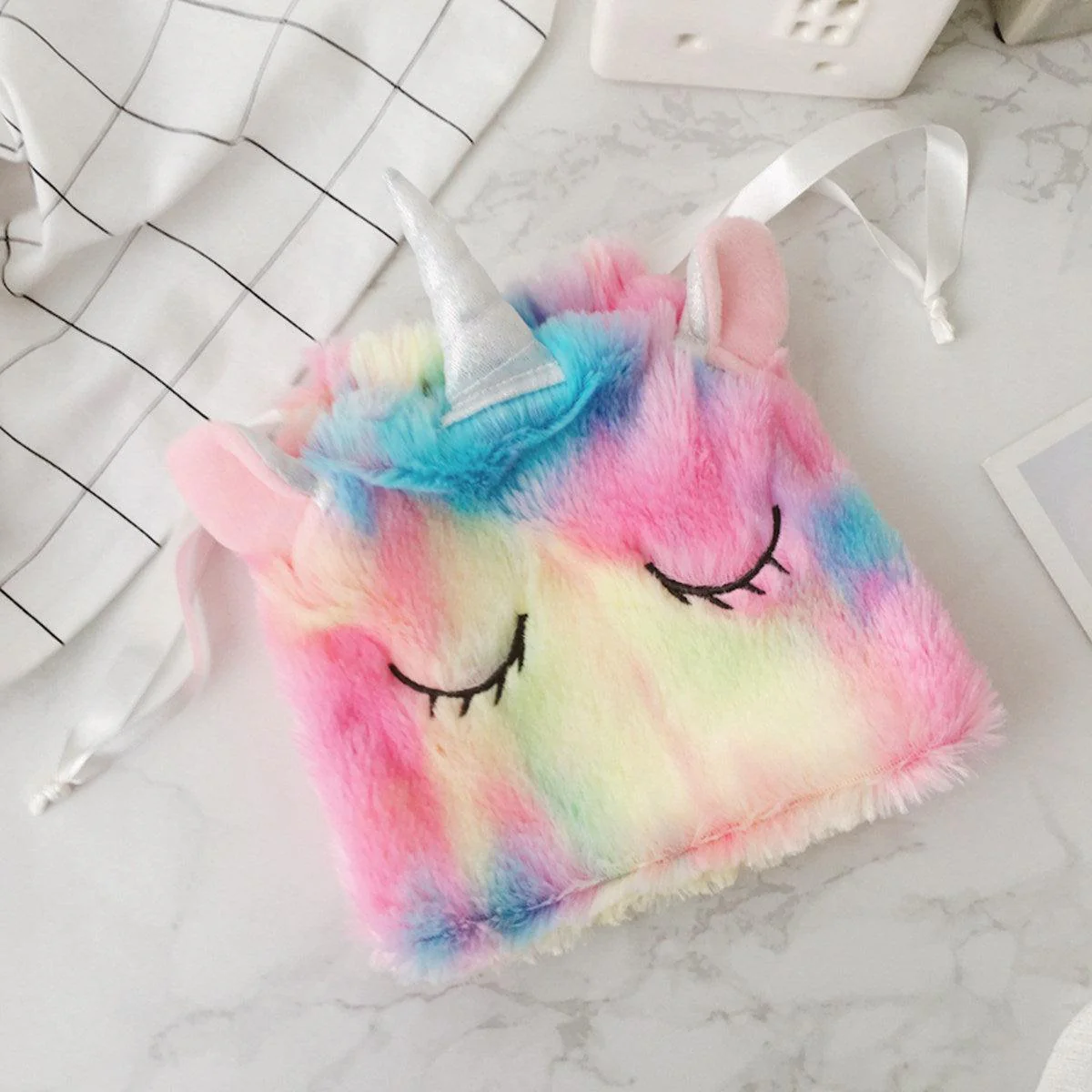 Unicorn Slippers, Masks, Drawstring Bag, Hair Band Plushies - Image 3