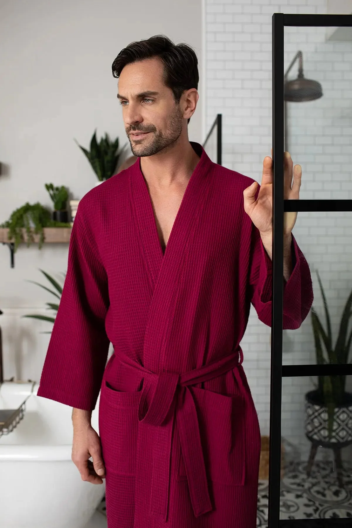 Waffle Spa Bathrobe for Men -  Absorbent, Lightweight - Image 12