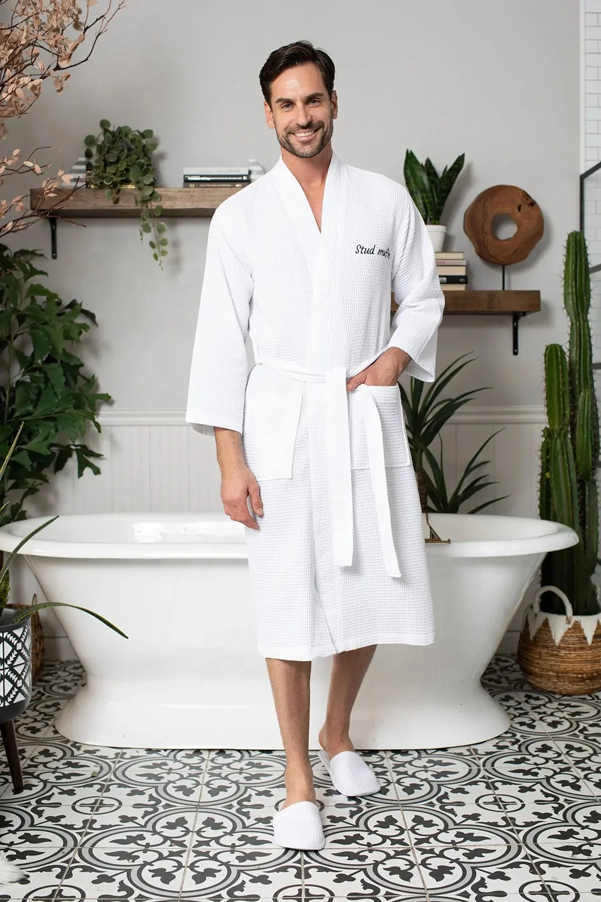 Waffle Spa Bathrobe for Men -  Absorbent, Lightweight - Image 15