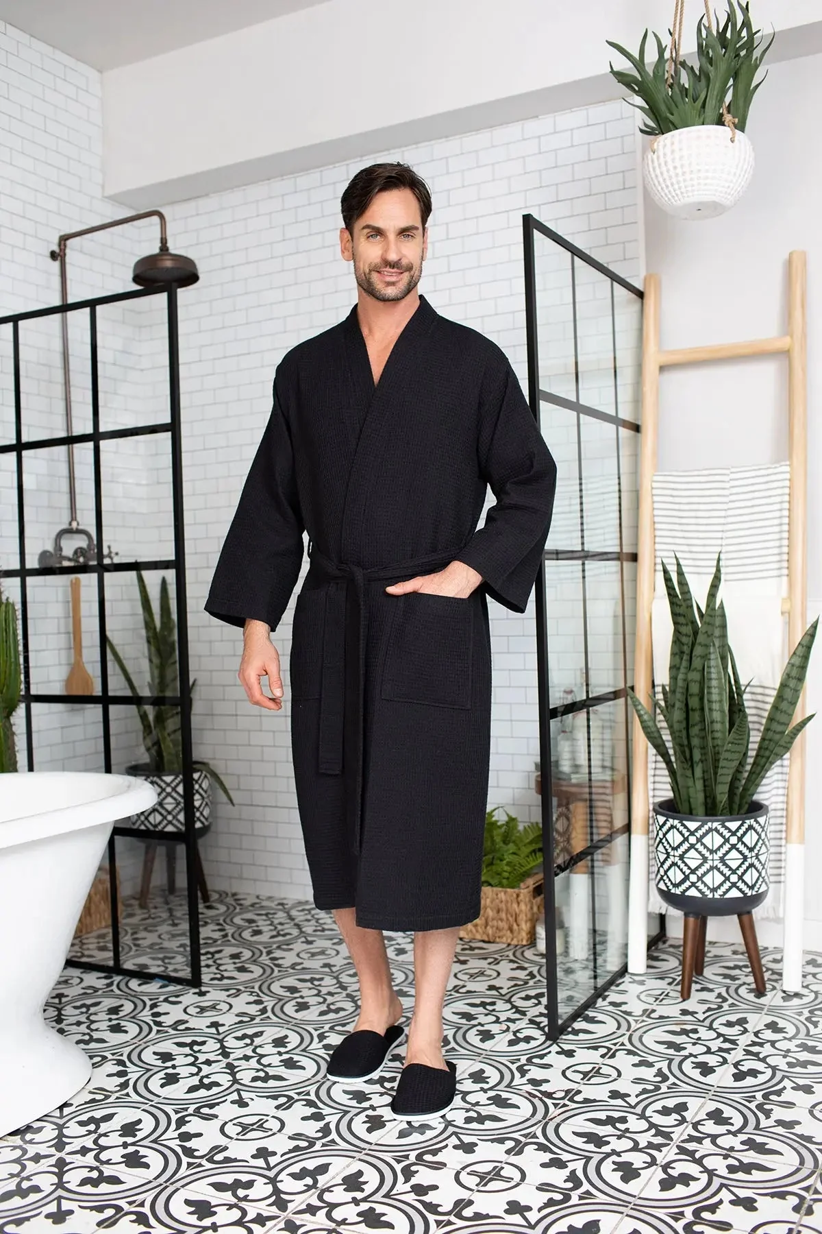Waffle Spa Bathrobe for Men -  Absorbent, Lightweight - Image 18