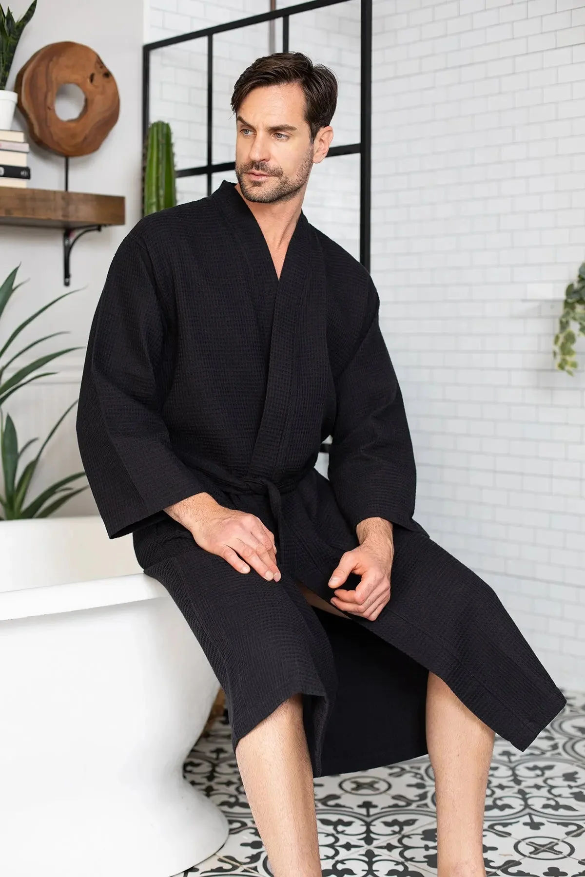 Waffle Spa Bathrobe for Men -  Absorbent, Lightweight - Image 19