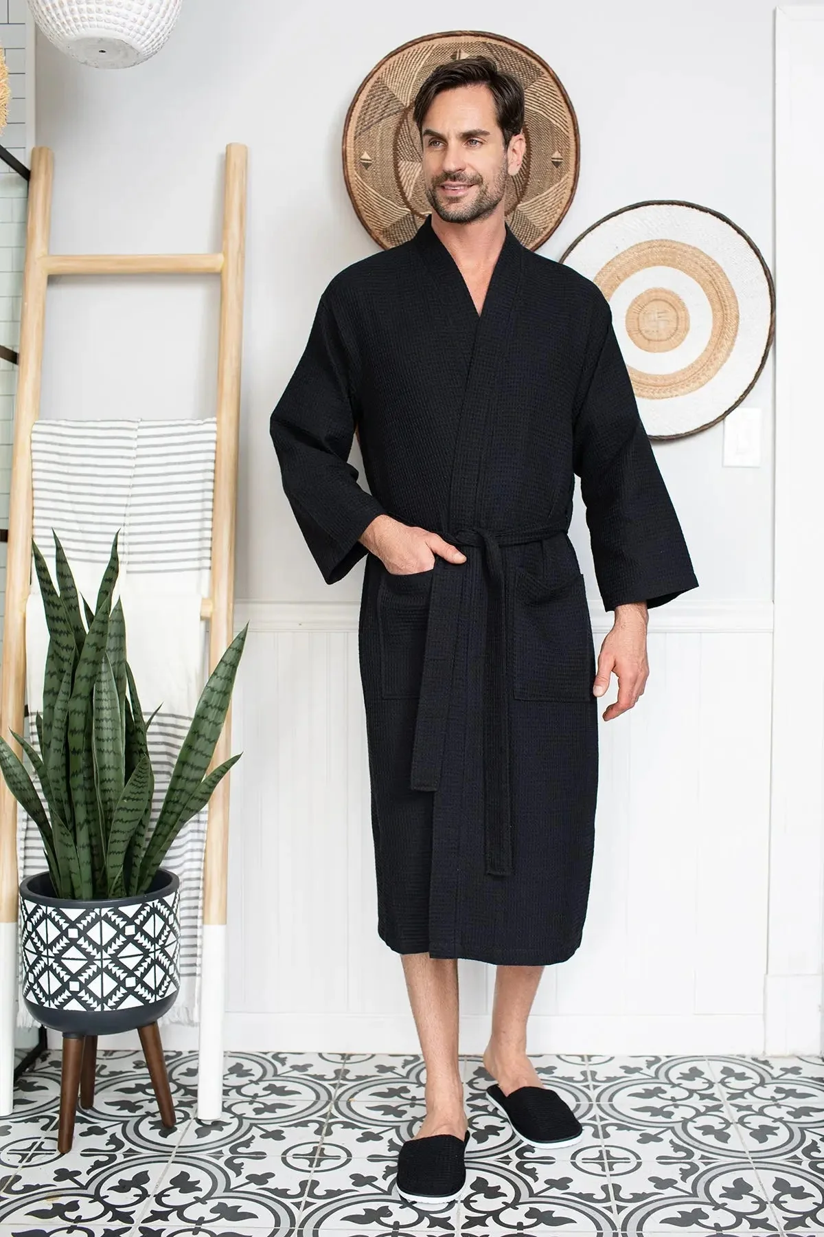 Waffle Spa Bathrobe for Men -  Absorbent, Lightweight - Image 26