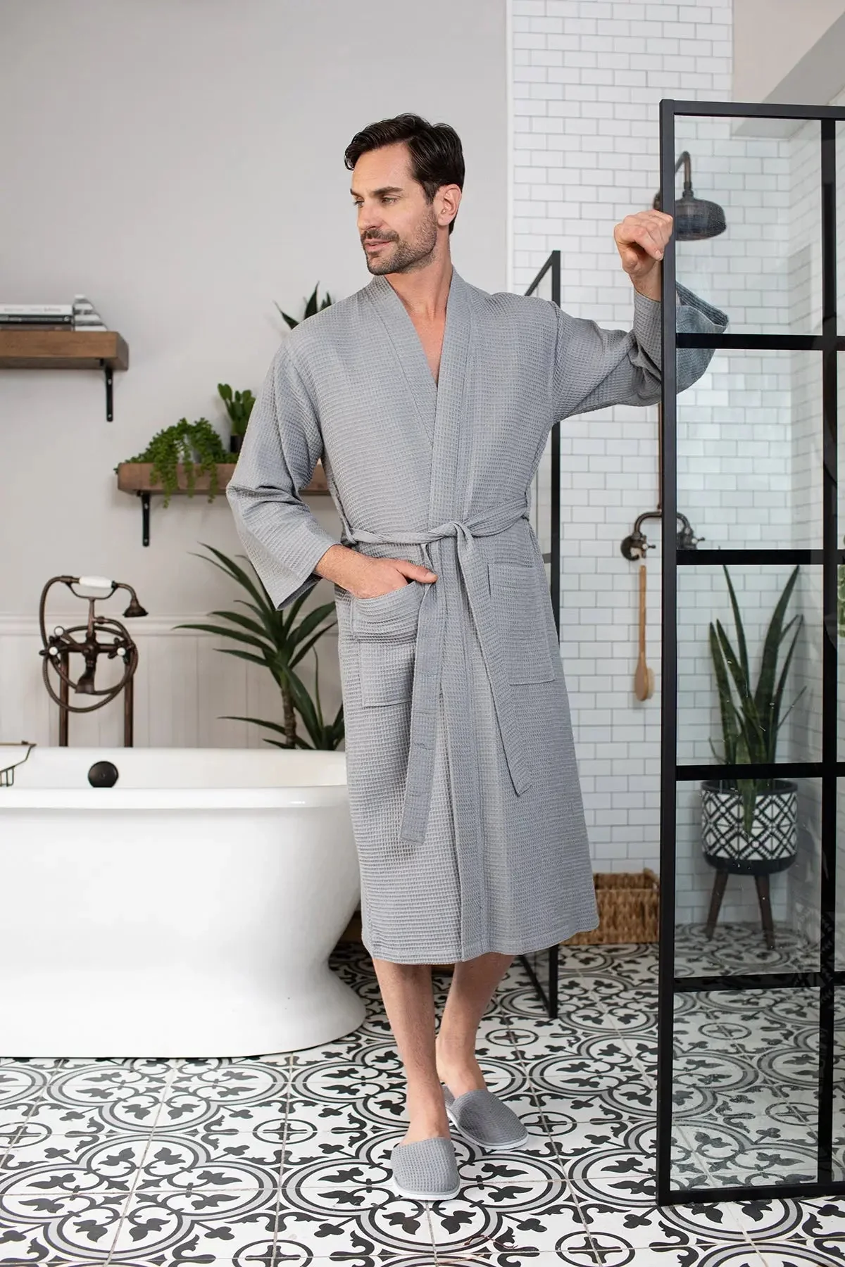 Waffle Spa Bathrobe for Men -  Absorbent, Lightweight - Image 34