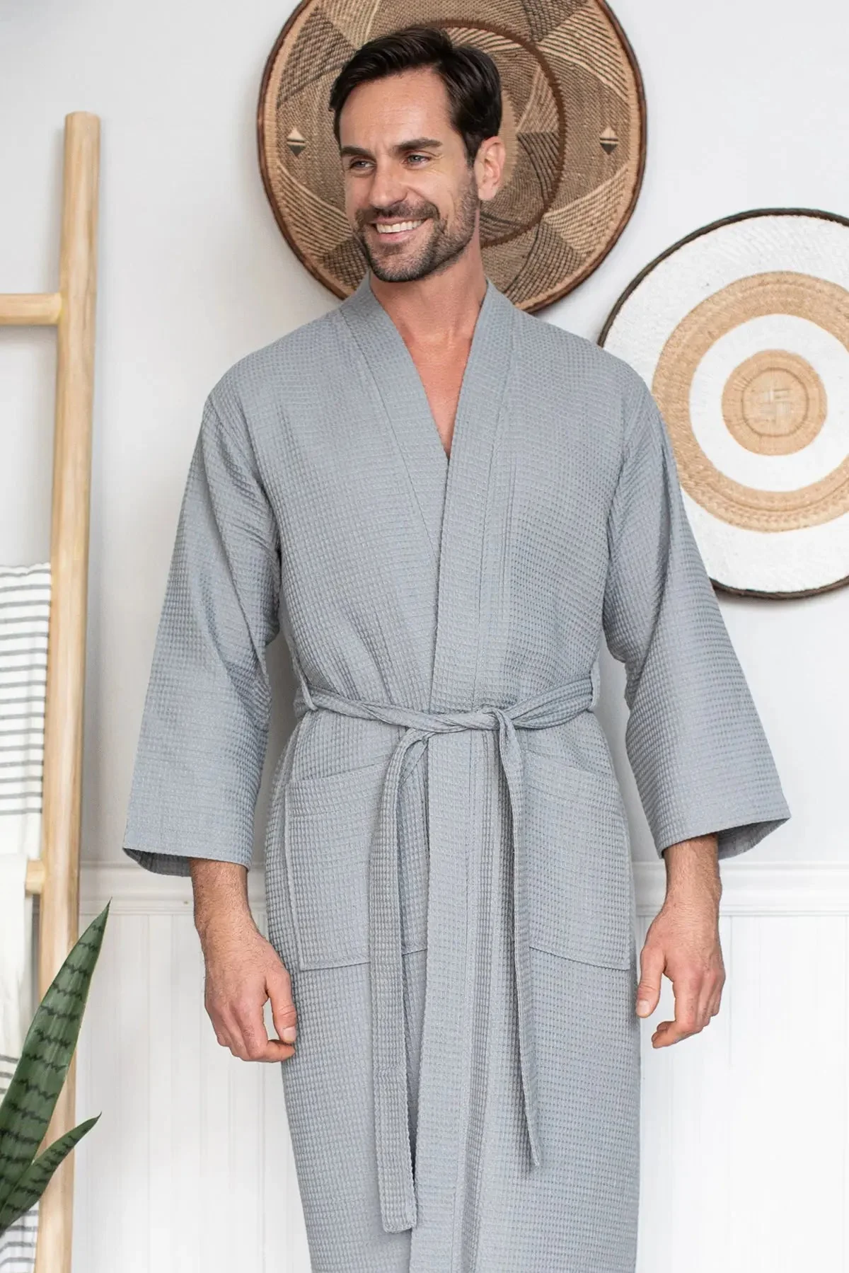 Waffle Spa Bathrobe for Men -  Absorbent, Lightweight - Image 35