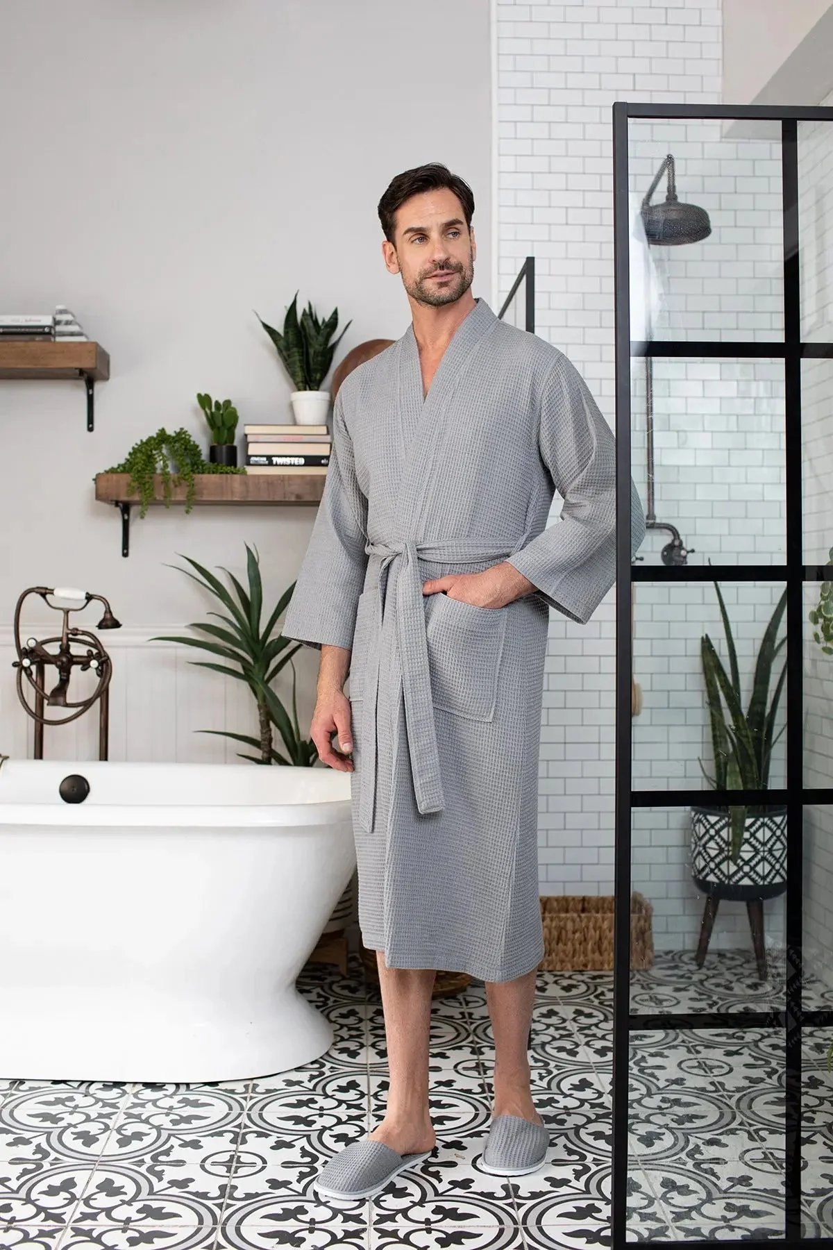Waffle Spa Bathrobe for Men -  Absorbent, Lightweight - Image 36