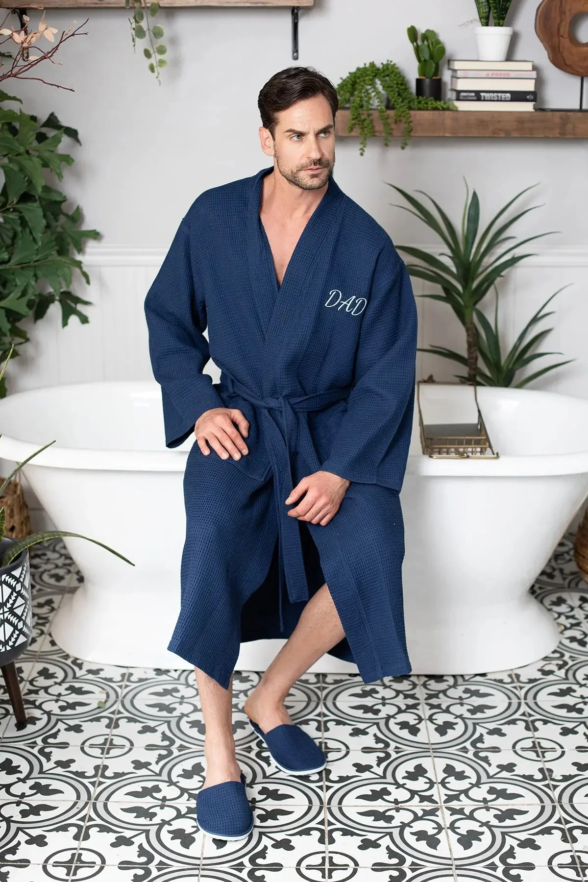 Waffle Spa Bathrobe for Men -  Absorbent, Lightweight - Image 38
