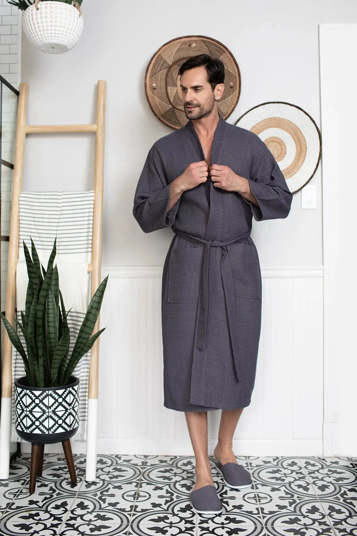 Waffle Spa Bathrobe for Men -  Absorbent, Lightweight - Image 4