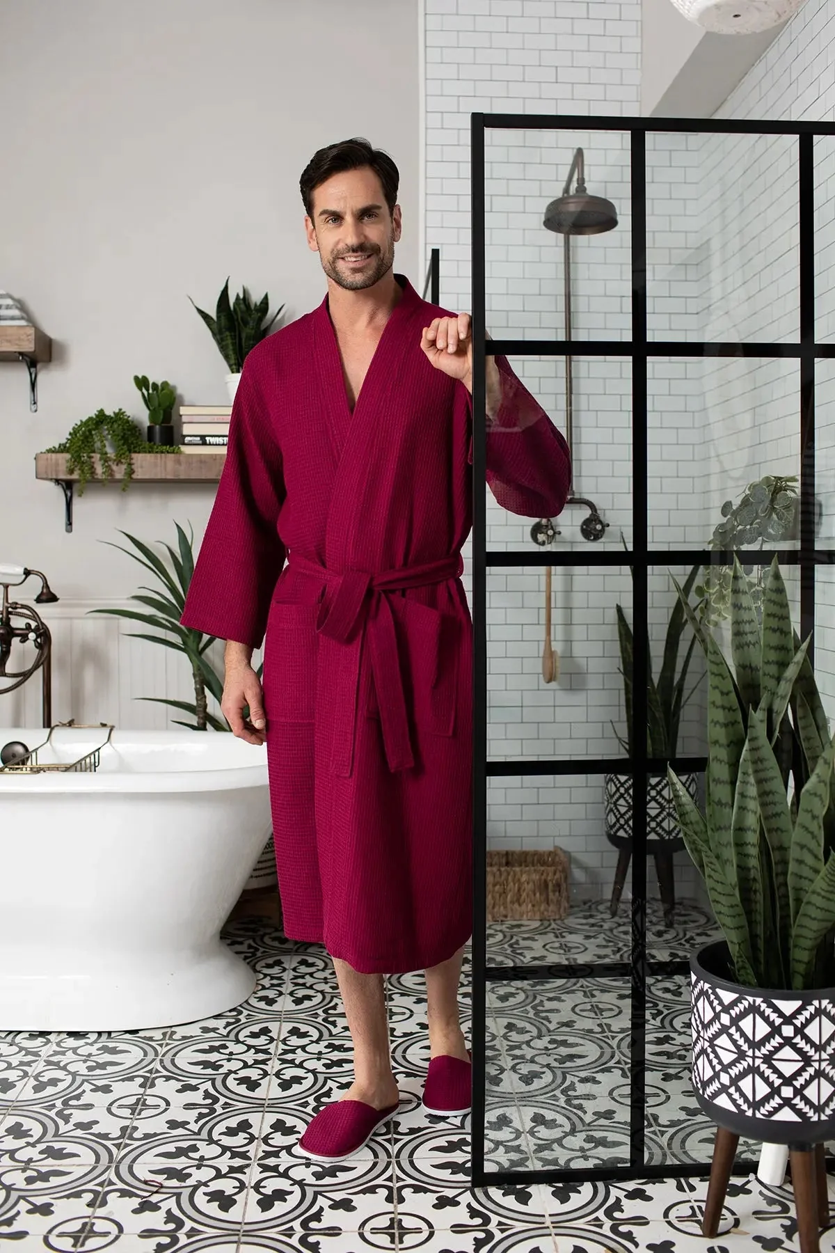 Waffle Spa Bathrobe for Men -  Absorbent, Lightweight - Image 41